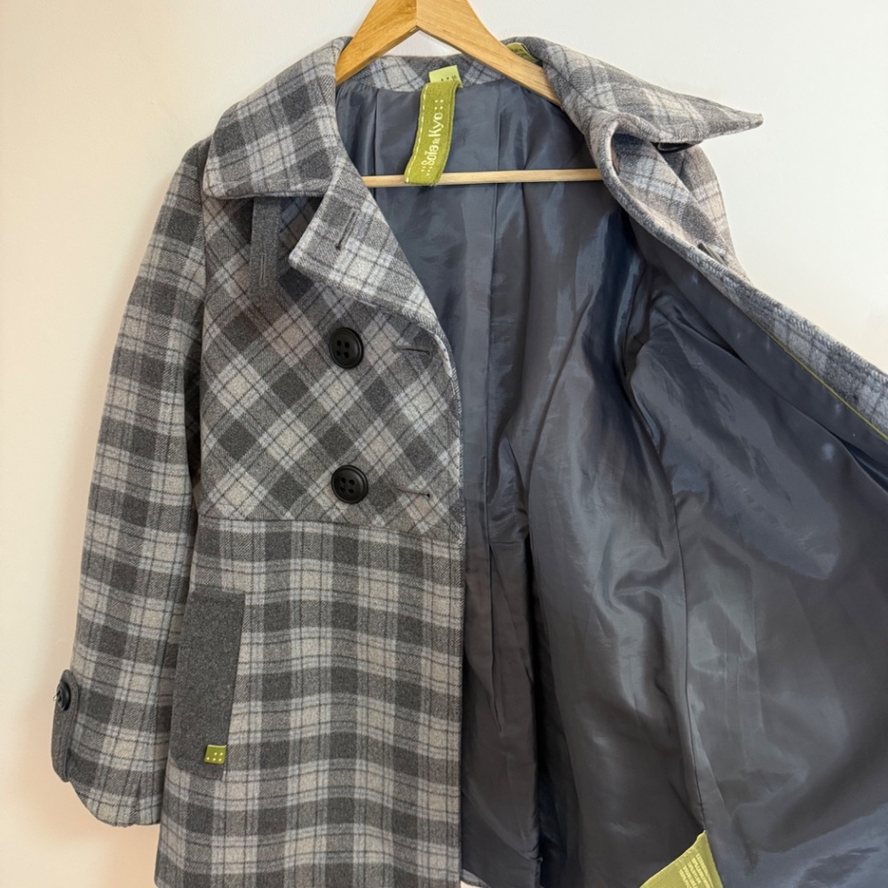 Soia & Kyo Grey Plaid Wool Coat - Size small - Picture 11 of 12